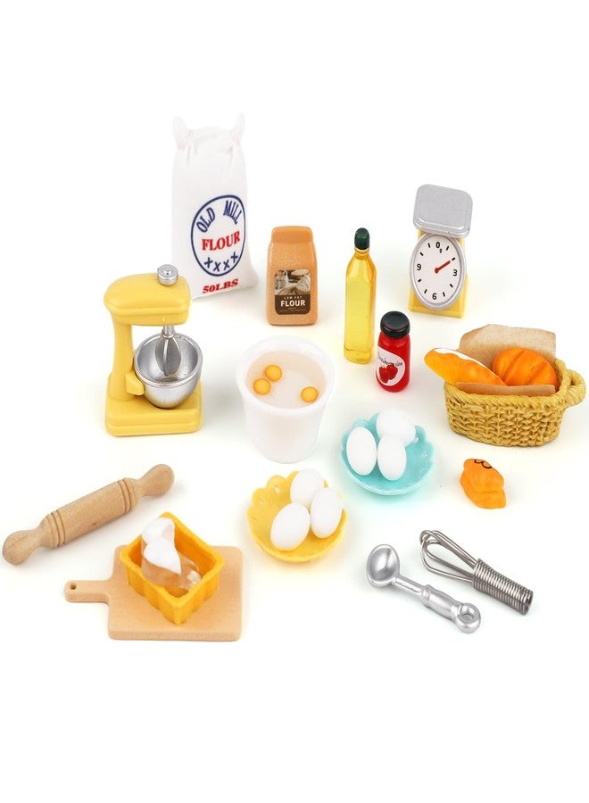 XIHIRCD مجموعة ألعاب طعام مصغرة، 1:12، ملحقات مطبخ لعب مصغرة لبيت الدمى، دقيق، بيض، خبز، راتنج، ديكور بيت الدمى، تمثال طعام مصغر، نموذج، عناصر مصغرة لبيت الدمى، هدية عيد ميلاد للأطفال - Image 1